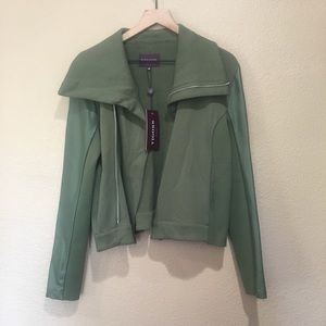 Vigoss Faux Leather & Cotton Motto Jacket